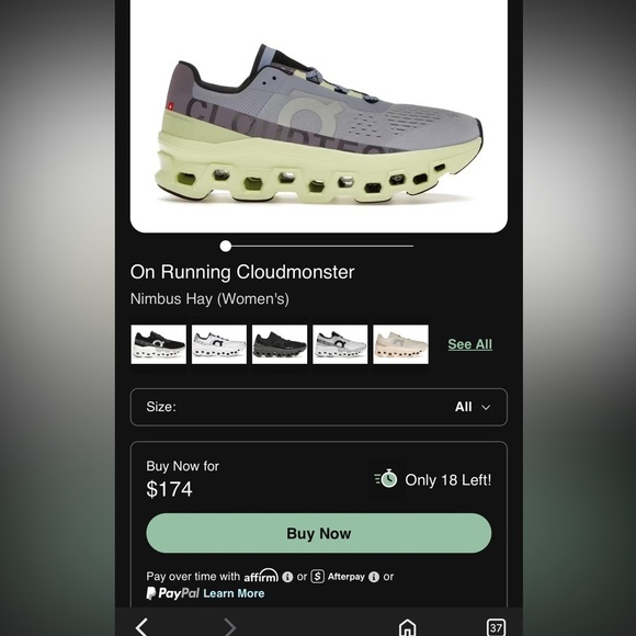 On Running Cloudmonster Nimbus Hay Running Sneaker Shoe 61.98242 Size Women’s 10 - Picture 11 of 12